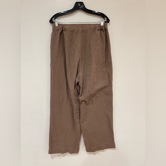 Madewell Waffle Pull-On High-Rise Straight Pants Castle Rock Brown Size Medium - Picture 6 of 7